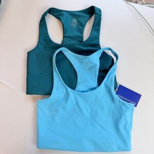 NWT-ADDISON BAY Bundle of 2 Racerback Sports Bras - Aqua & Teal Both XS $68 each